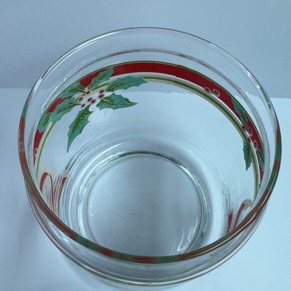Vintage Clear Glass Canister Candy Jar Container Poinsettia Christmas with Lid - Picture 5 of 8